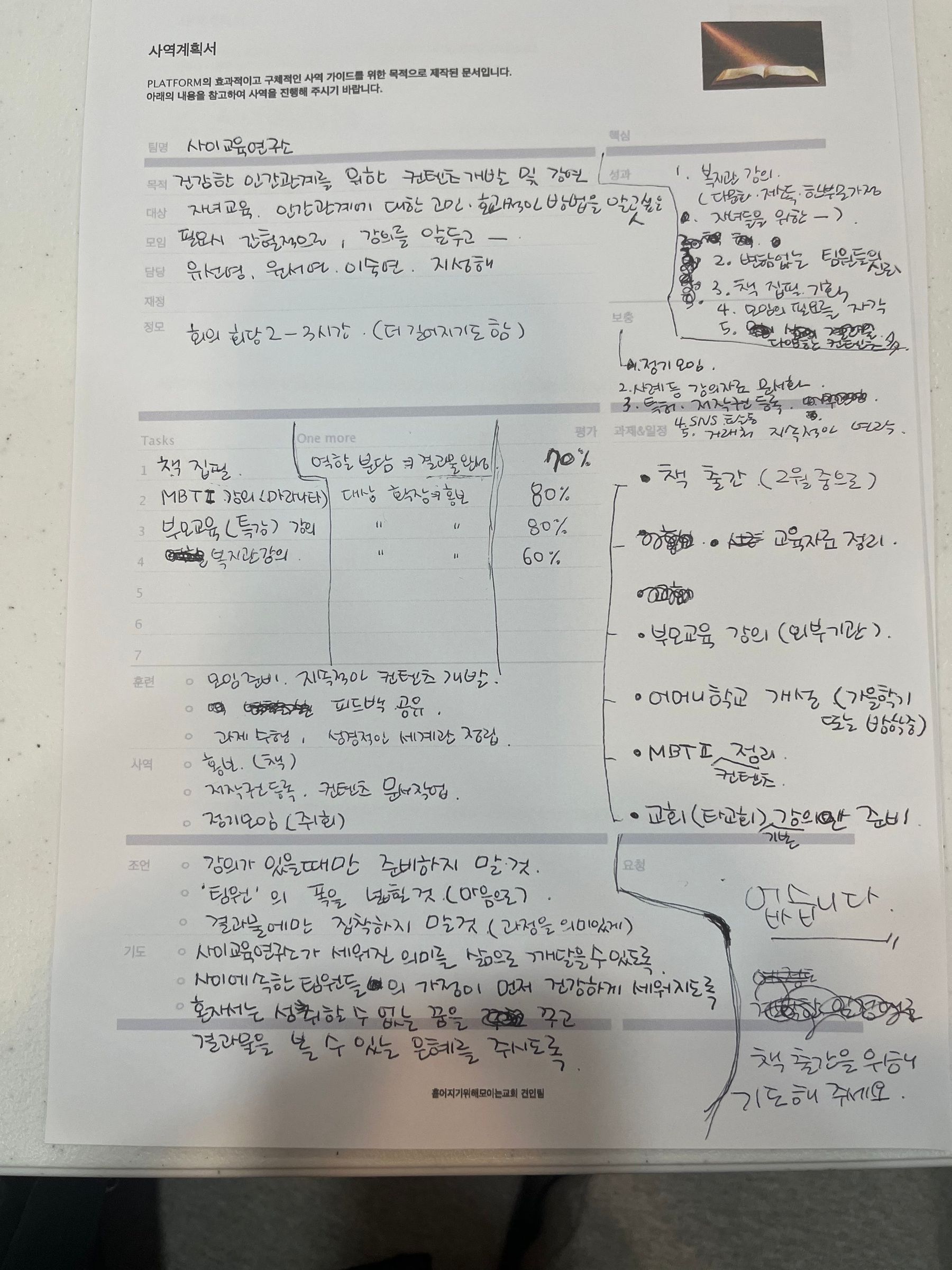 사이교육연구소 사역계획서
